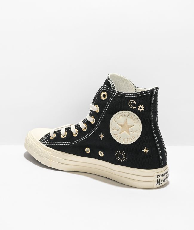 black and gold high top converse